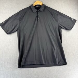 Nike Golf Dri Fit Polo Shirt Mens Large Black Short Sleeve Athletic Logo